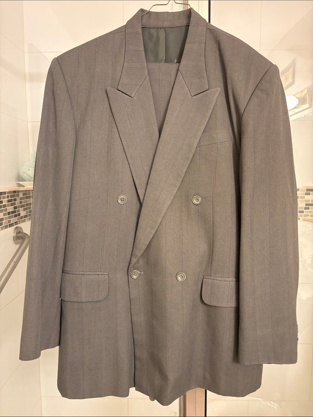 Men's Double-Breasted Blazer in Taupe